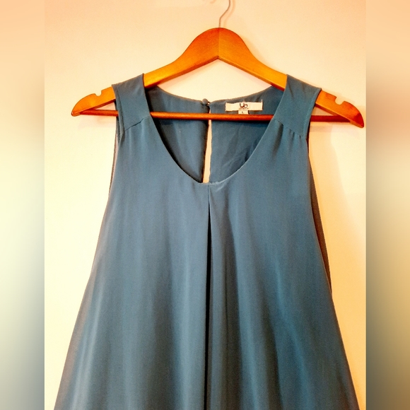 Silk Turquoise Draped Dress - Picture 4 of 9